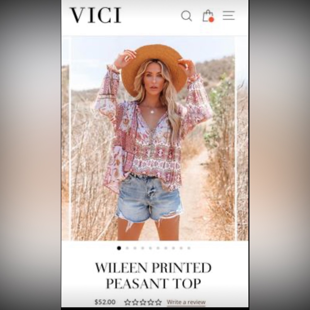 Sold Out! Vici Wileen Printed Peasant Top